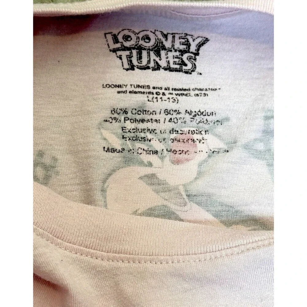 Looney Tunes Tweety Pink Graphic T Shirt Youth L 11 13 Cartoon Tee